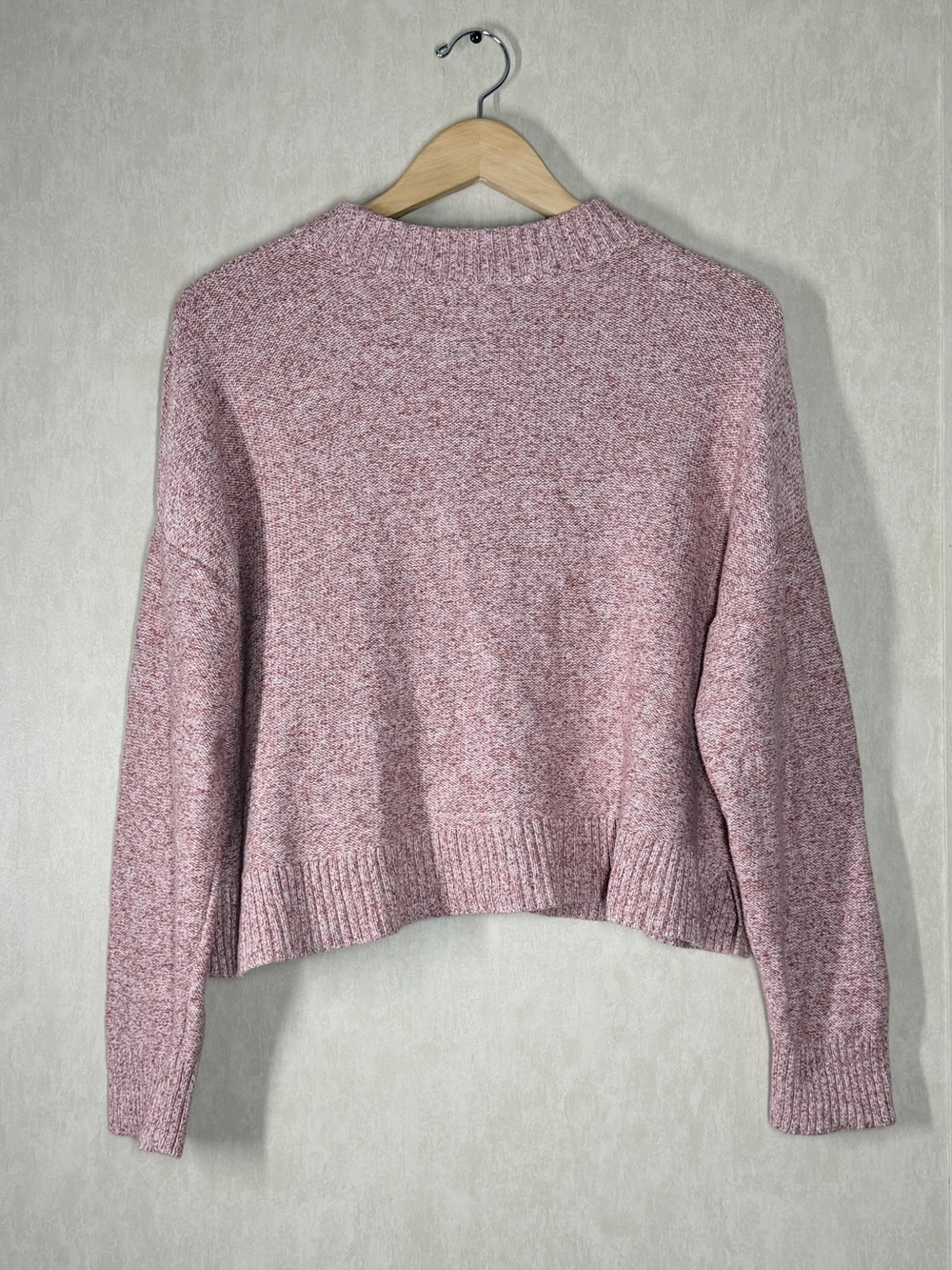 Quince Womens 100% Organic Cotton Women's Cropped Cardigan in Marled Rose Pink L - Picture 6 of 13